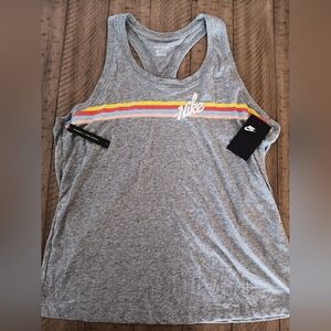 Nike NWT Women's Sportswear Core Stripe Tank Top XL Gray CT8911-063 Racerback